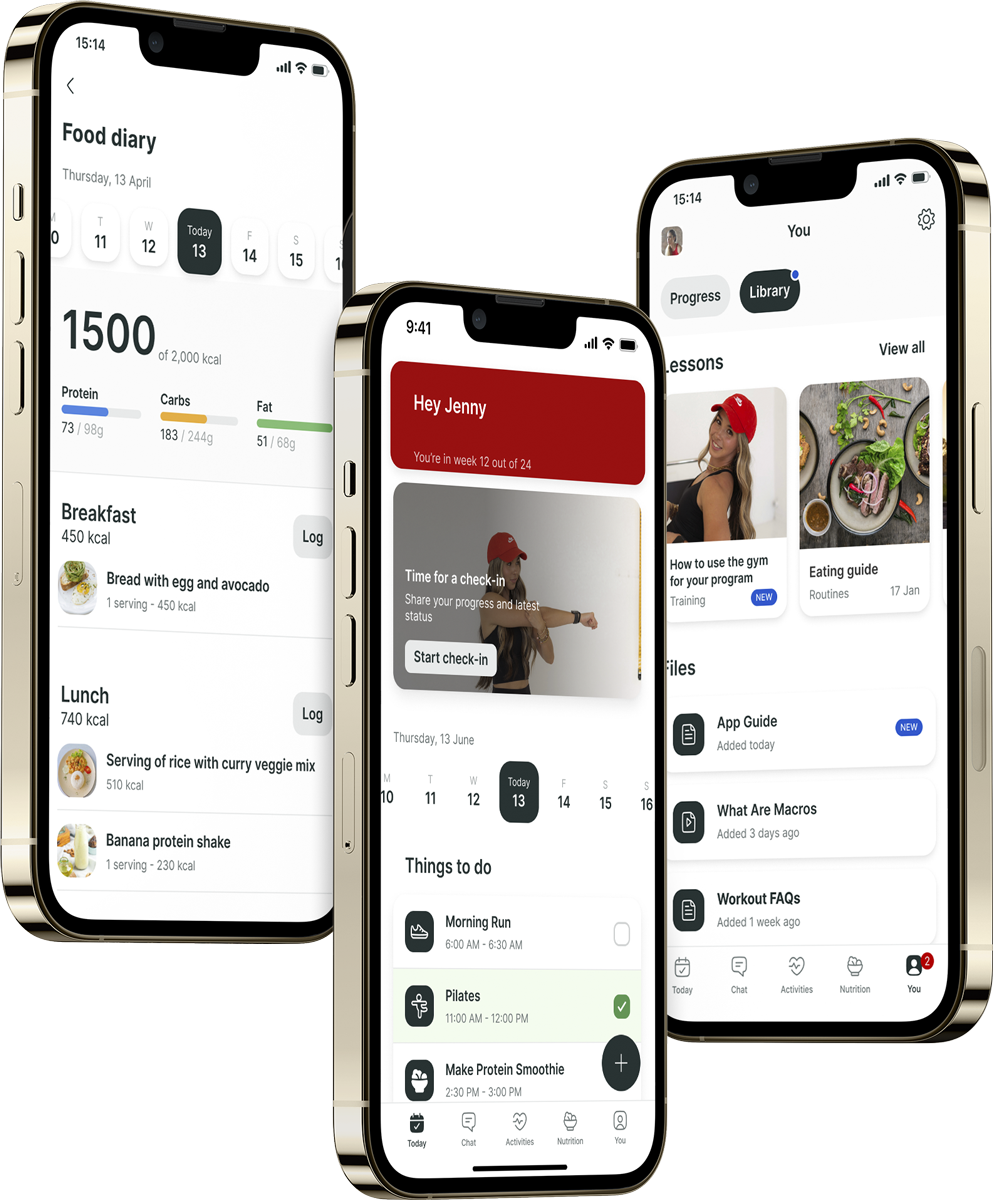 A mockup of the coaching app showcasing the features.